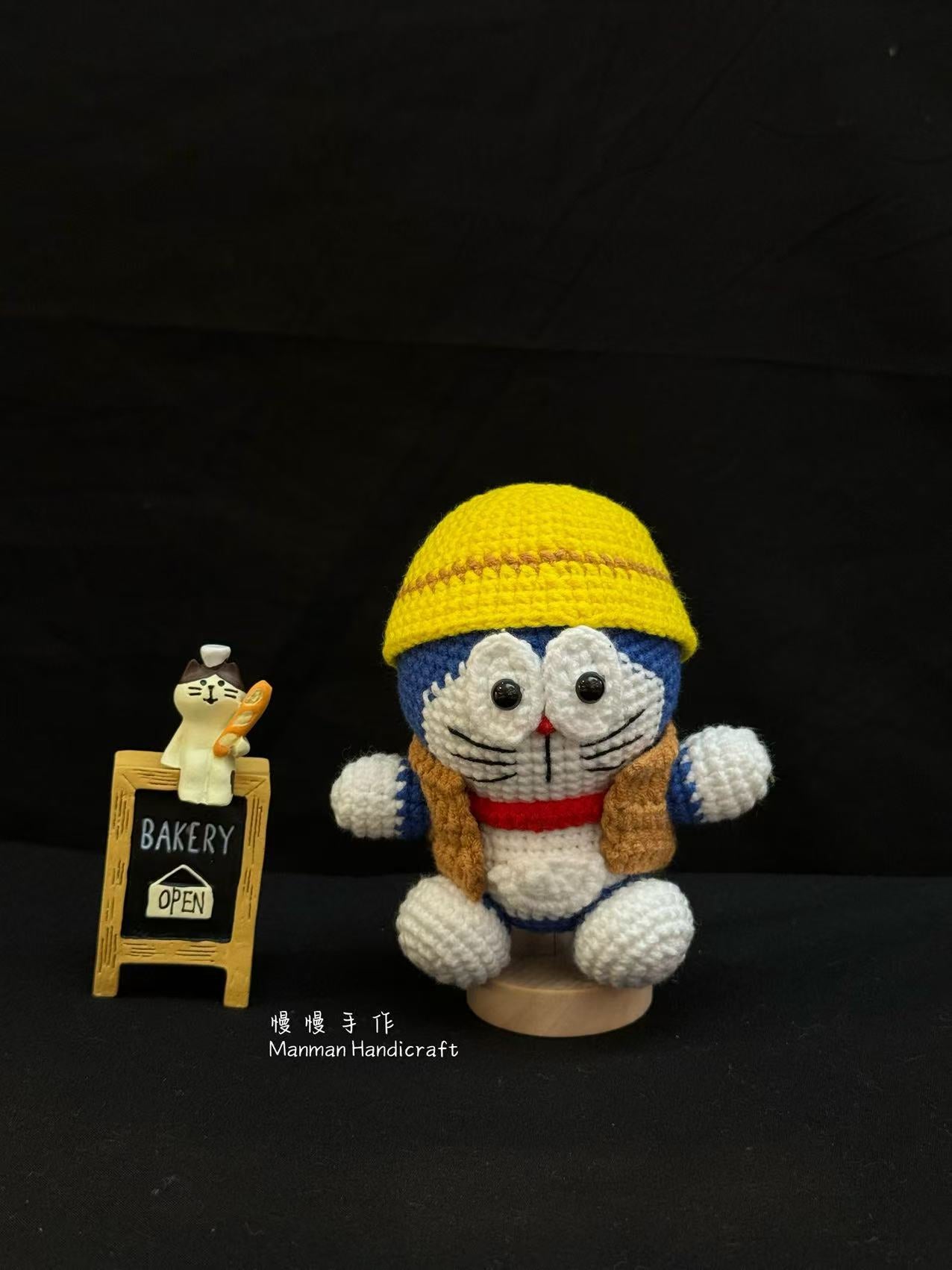 Handmade Crocheted Doraemon Plush Doll with Detachable Accessories