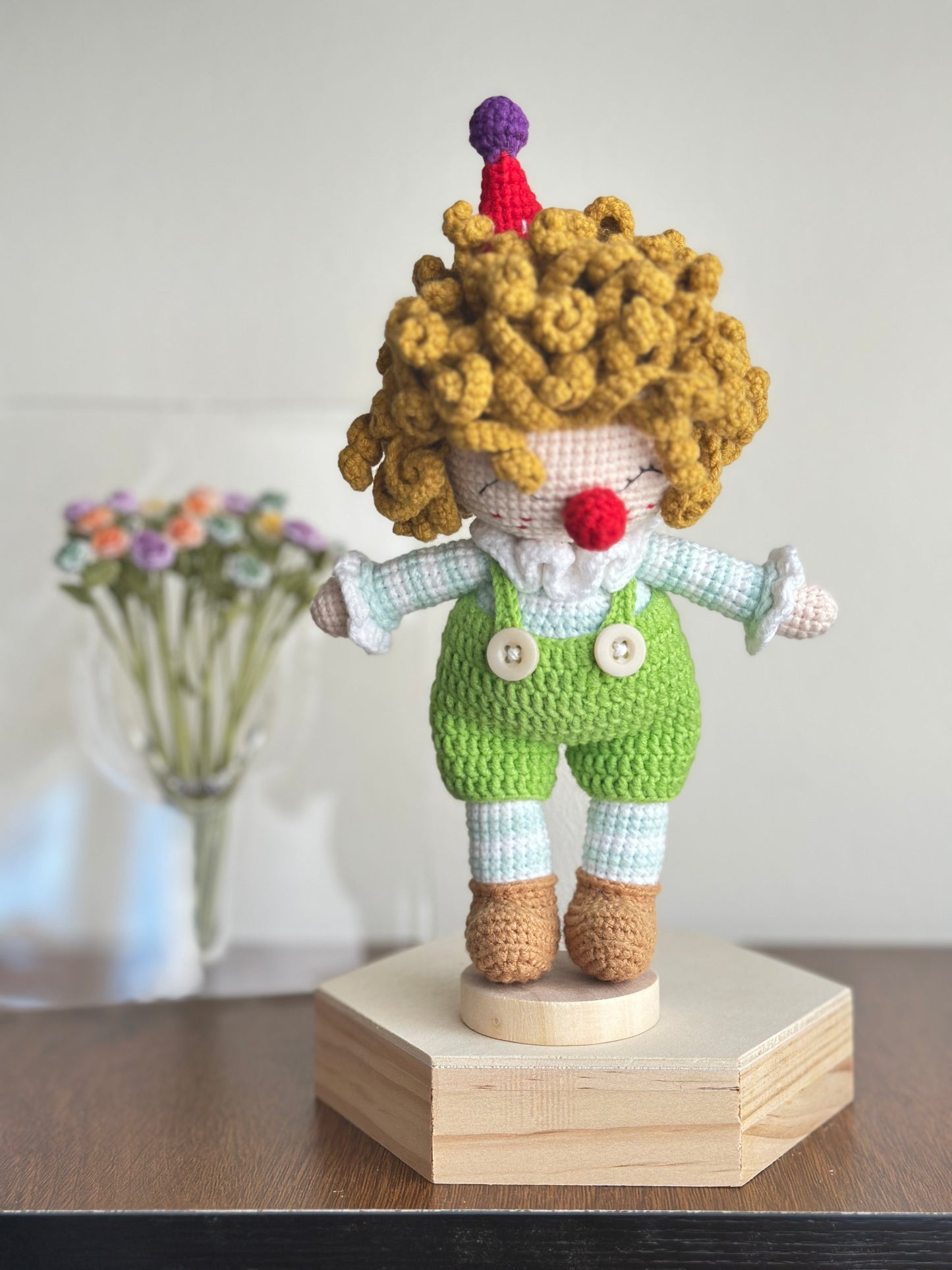 Handmade Crochet Clown Duo