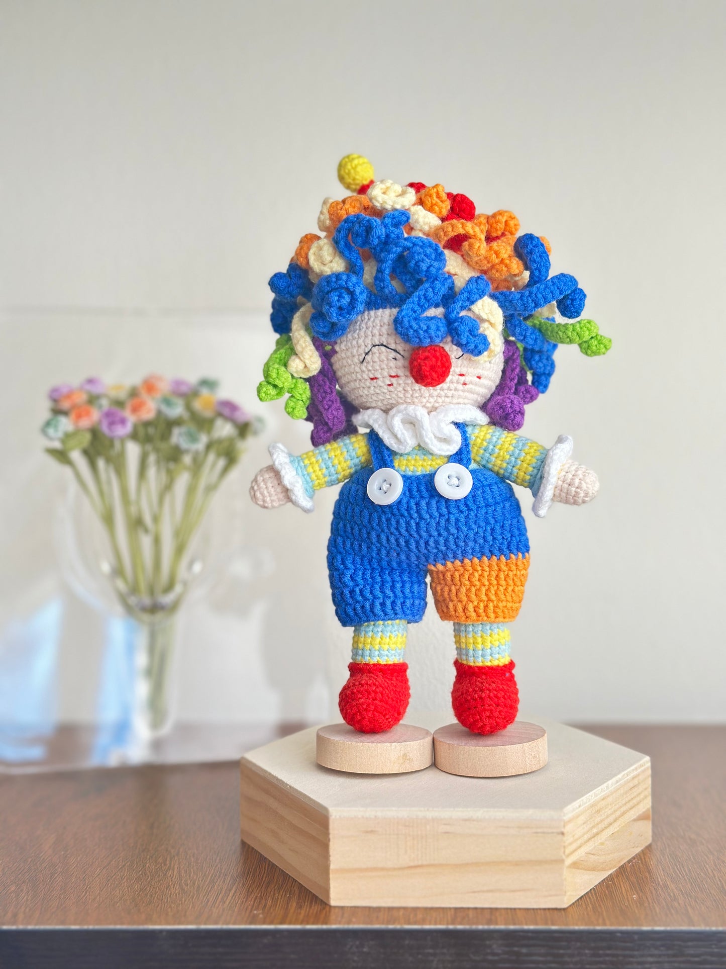 Handmade Crochet Clown Duo