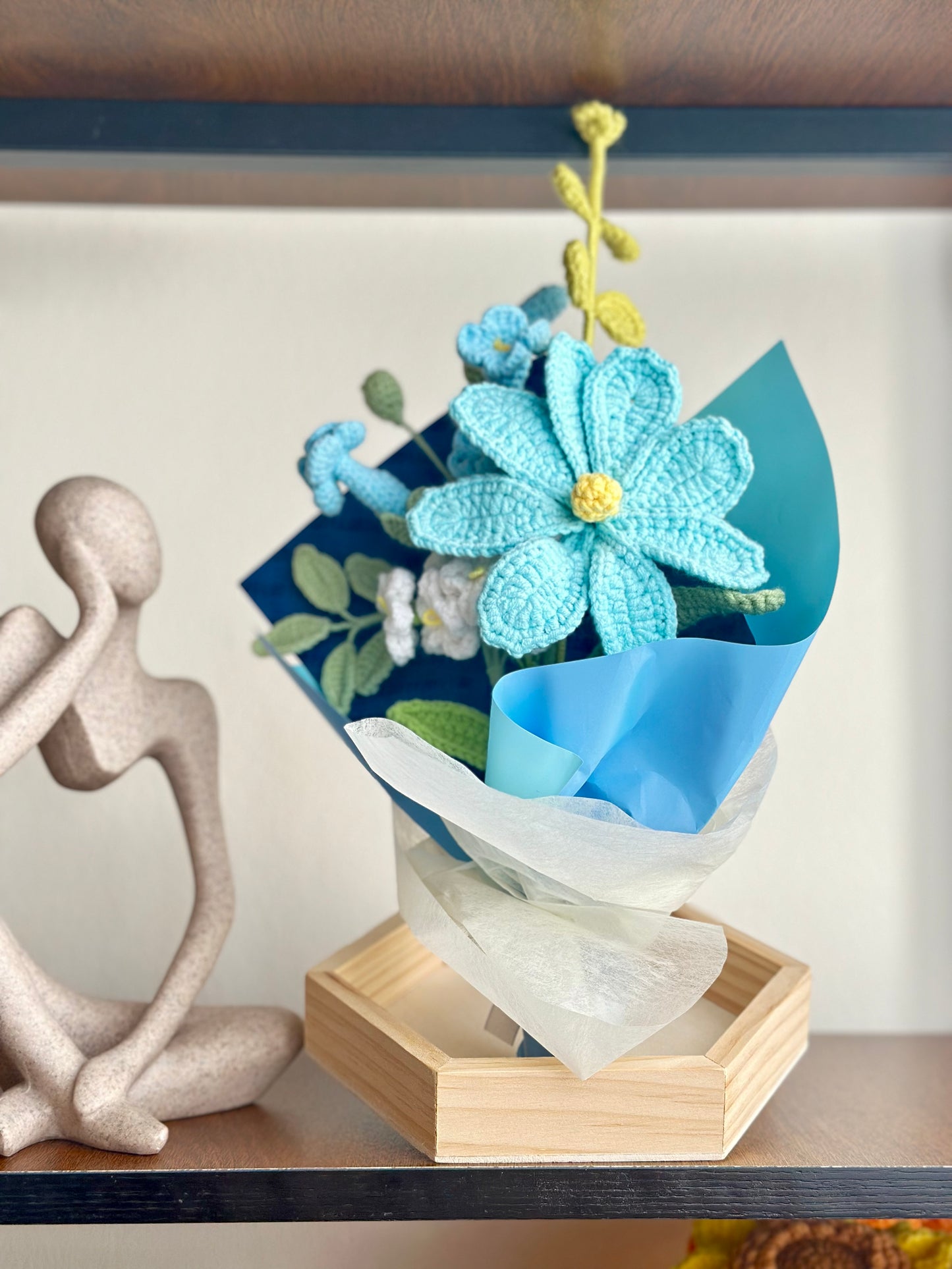 Handmade Crochet Blue Flower Bouquet