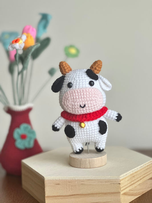 Crochet Cow with Red Collar