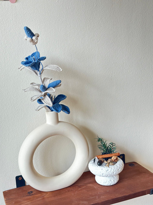 Modern Blue Crochet Floral Arrangement