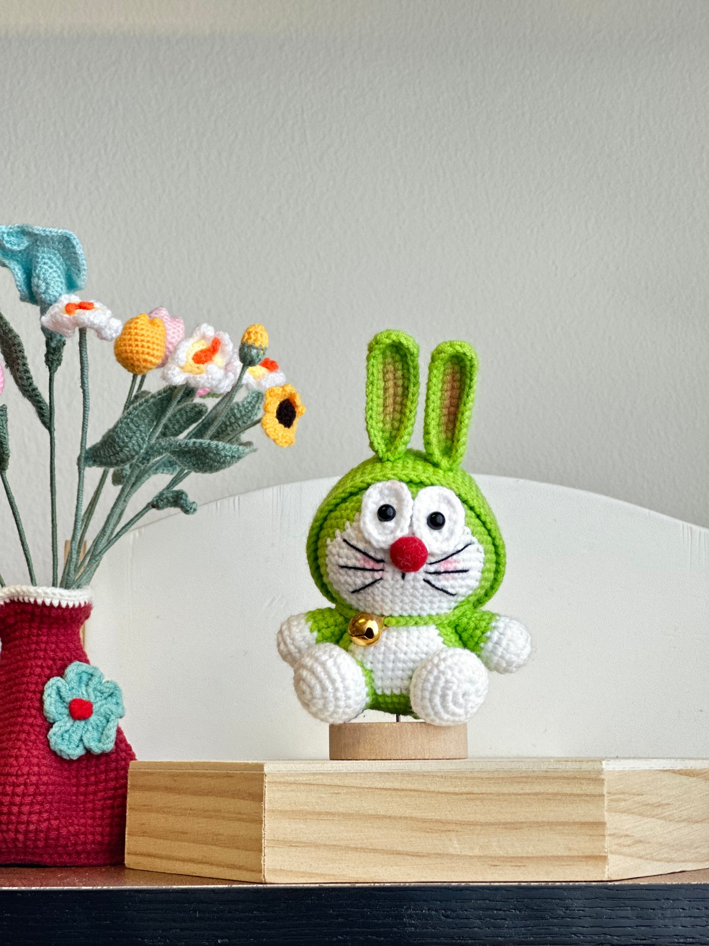 Green Bunny Hood Crochet Doraemon