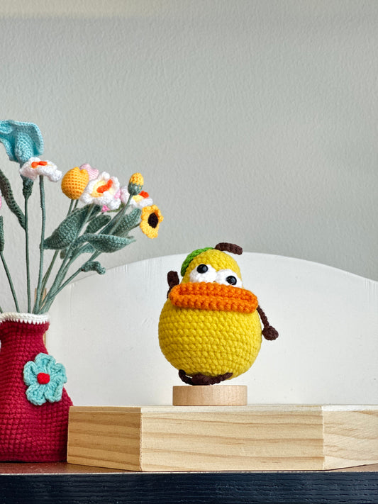 Handcrafted Yellow Pear Amigurumi - Crocheted Companion