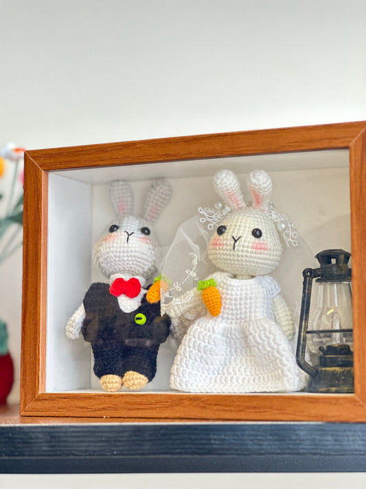 Bunny Wedding Set in Display Case