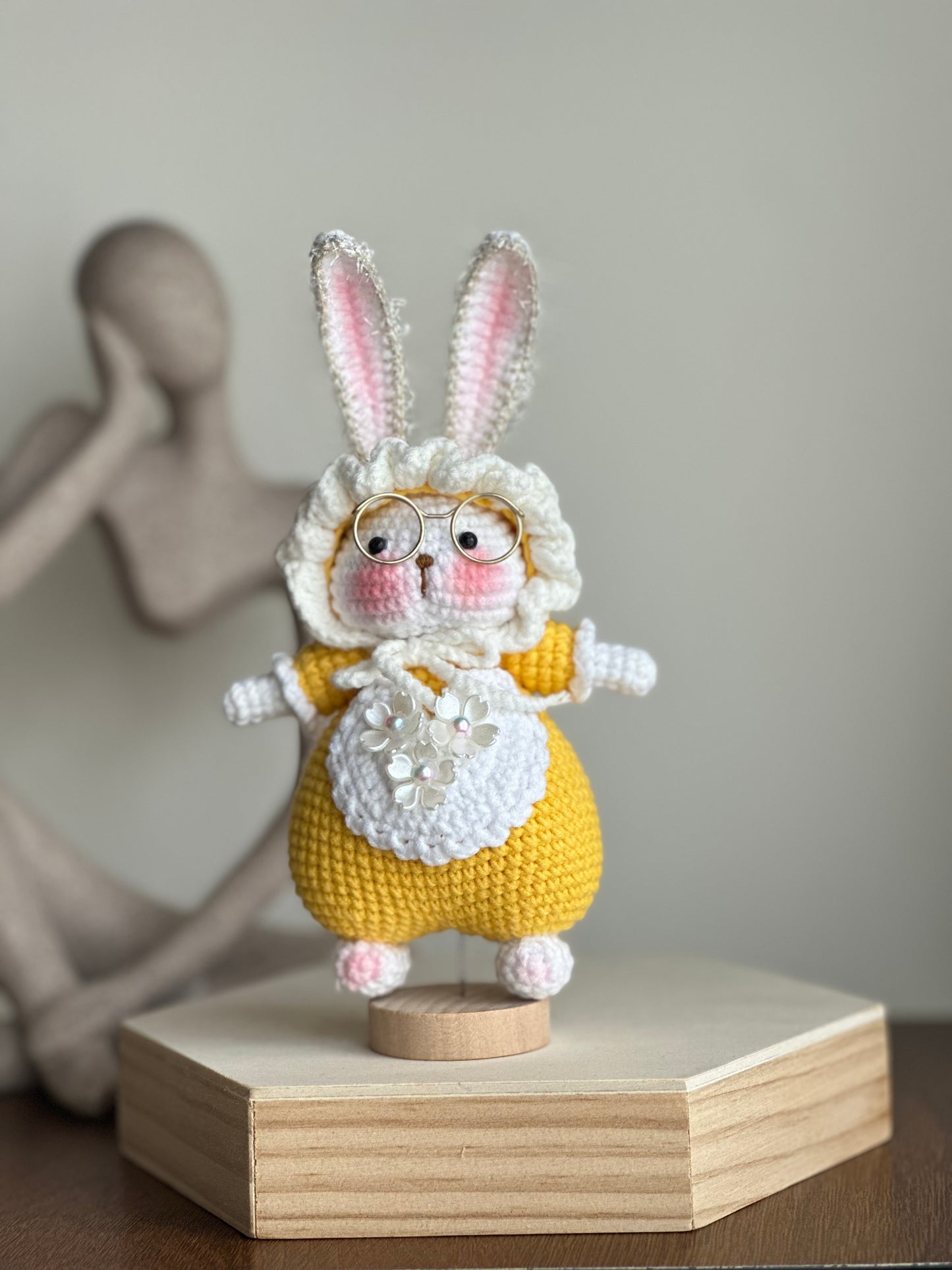 Handmade Crochet Bunny Dolls – Whimsical Animal Friends in Colorful Outfits