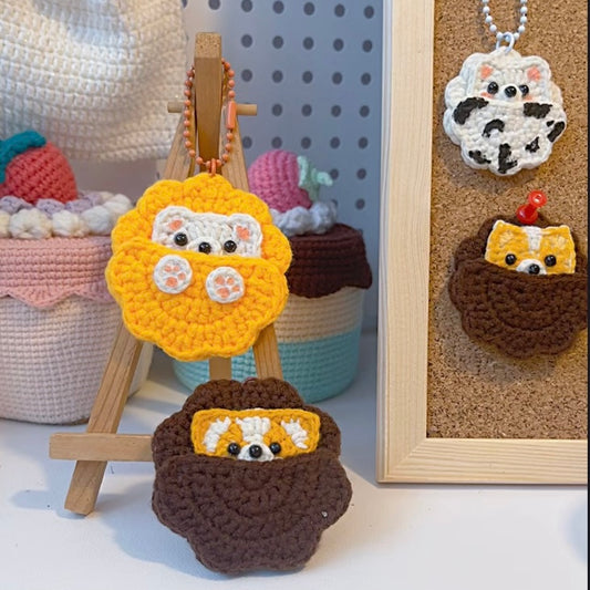 Bear cookie shape crochet key chain lesson